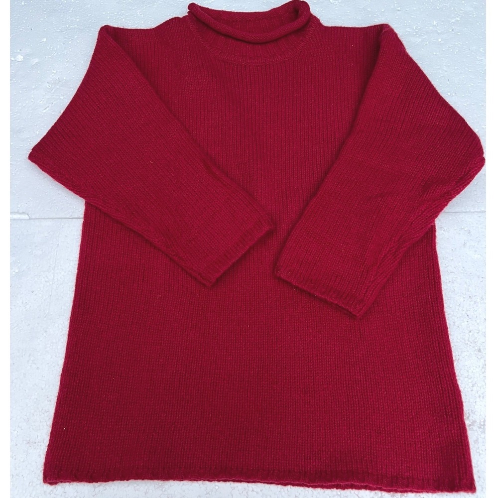 VTG 100% Wool Red MODA INTL Turtleneck Sweater Fits like Large or ++Oversized XS